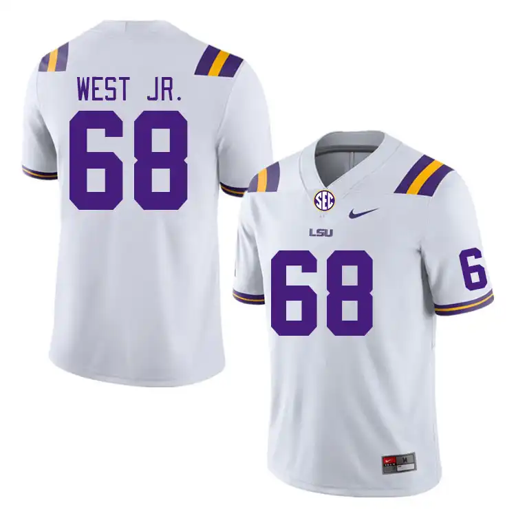 Men's LSU Tigers Fitzgerald West Jr. #68 White NCAA Football Jersey